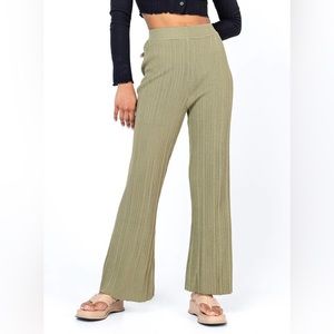 Princess Polly Reah Knit green flare pants